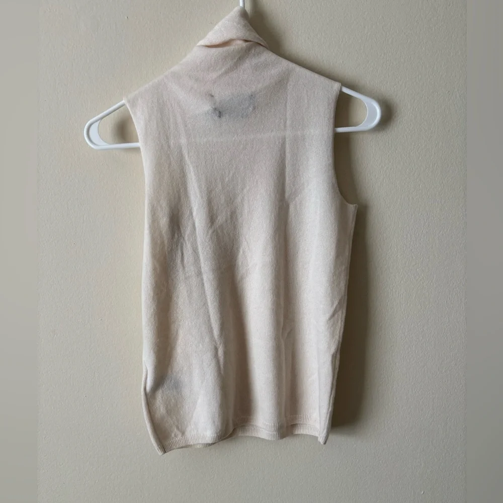 NWT-Lauren Ralph Lauren Washable Cashmere Cream Turtleneck Sleeveless XS - Picture 3 of 5